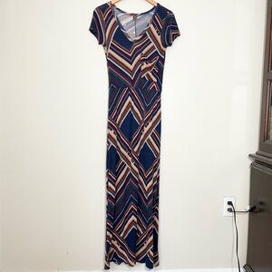 Farm Rio Chevron Stripe Maxi Shirt Dress